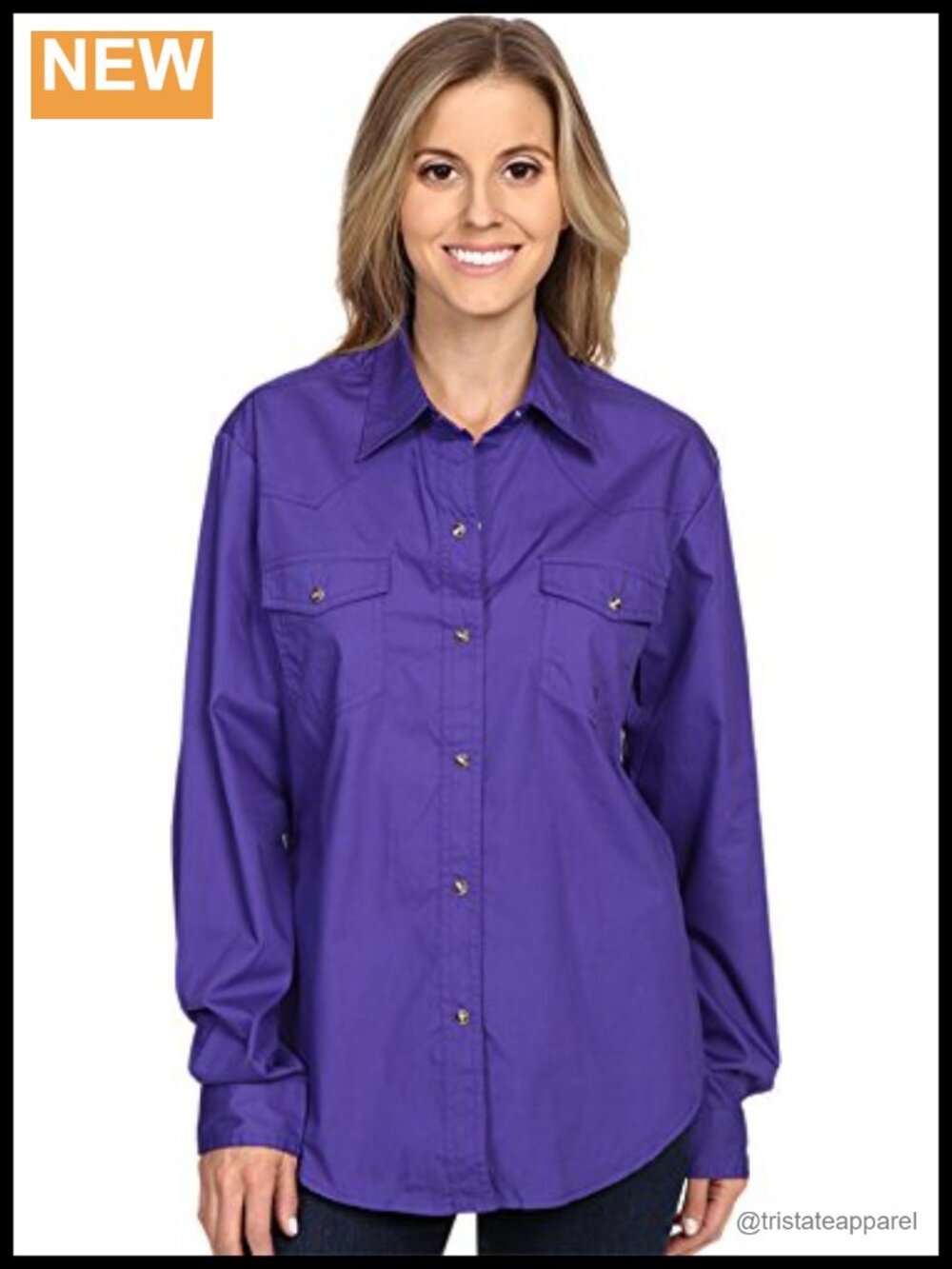 Western Snap Front Shirt Long Sleeve 100% Cotton